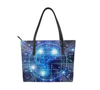 FEYUNYAN Luxury Waterproof Tote Bag for Women, Artificial Intelligence Brain Handbag, Large Capacity PU Shoulder Bag, Lightweight Work Bag for Office, School, Travel & Party