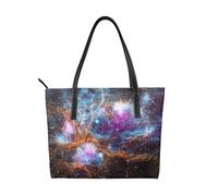 FEYUNYAN Luxury Waterproof Tote Bag for Women, Universe Galaxy Space Handbag, Large Capacity PU Shoulder Bag, Lightweight Work Bag for Office, School, Travel & Party