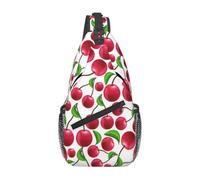 FEYUNYAN Men'S Casual Chest Sling Bag, Red Cherries, Lightweight Durable Crossbody Bag For Travel, Work, Everyday Carry, Chest Pack, Large Capacity Crossbody Sling Pack For Men, With Adjustable Strap