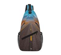 FEYUNYAN Men'S Chest Bag, Highway Road Desert, Lightweight Durable Sling Backpack For Daily Commute, Travel, Work & School, Crossbody Messenger Bag, Adjustable Strap Unisex Chest Pack For Gym, Hiking