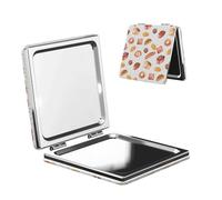 FEYUNYAN Portable Pocket Makeup Mirrors For Purse, Painted Bread, Compact Travel Mirror For Women, Girls, Folding Small Vanity Mirrors, Dual-Sided Magnifying Cosmetic Mirror For Handbag, Square