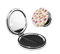 FEYUNYAN Portable Pocket Makeup Mirrors For Purse, Painted Bread, Compact Travel Mirror For Women, Girls, Folding Small Vanity Mirrors, Dual-Sided Magnifying Cosmetic Mirror For Handbag, Round Shape