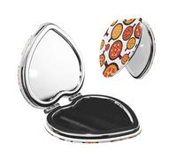 FEYUNYAN Portable Pocket Makeup Mirrors For Purse, Pizza Food, Compact Travel Mirror For Women, Girls, Folding Small Vanity Mirrors, Dual-Sided Magnifying Cosmetic Mirror For Handbag, Heart Shape