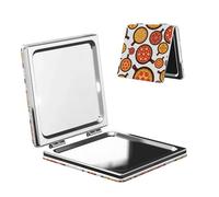 FEYUNYAN Portable Pocket Makeup Mirrors For Purse, Pizza Food, Compact Travel Mirror For Women, Girls, Folding Small Vanity Mirrors, Dual-Sided Magnifying Cosmetic Mirror For Handbag, Square