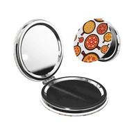 FEYUNYAN Portable Pocket Makeup Mirrors For Purse, Pizza Food, Compact Travel Mirror For Women, Girls, Folding Small Vanity Mirrors, Dual-Sided Magnifying Cosmetic Mirror For Handbag, Round Shape