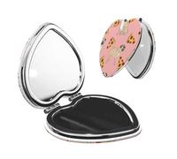FEYUNYAN Portable Pocket Makeup Mirrors For Purse, Pug Pizza Pink, Compact Travel Mirror For Women, Girls, Folding Small Vanity Mirrors, Dual-Sided Magnifying Cosmetic Mirror For Handbag, Heart Shape