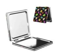 FEYUNYAN Portable Pocket Makeup Mirrors For Purse, Ring Bread Jam, Compact Travel Mirror For Women, Girls, Folding Small Vanity Mirrors, Dual-Sided Magnifying Cosmetic Mirror For Handbag, Square