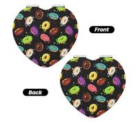 FEYUNYAN Portable Pocket Makeup Mirrors For Purse, Ring Bread Jam, Compact Travel Mirror For Women, Girls, Folding Small Vanity Mirrors, Dual-Sided Magnifying Cosmetic Mirror For Handbag, Heart Shape