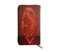 FEYUNYAN Premium Leather Long Clutch Wallet for Women, Large Capacity ID Card Organizer with Zipper Pocket, Electric Globe Women Purse, Long Wallet Clutch for Ladies (Travel, Office, Everyday Use)