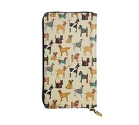 FEYUNYAN Premium Leather Long Clutch Wallet for Women, Large Capacity ID Card Organizer with Zipper Pocket, Hound Dogs Women Purse, Long Wallet Clutch for Ladies (Travel, Office, Everyday Use)