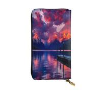 FEYUNYAN Premium Leather Long Clutch Wallet for Women, Large Capacity ID Card Organizer with Zipper Pocket, Beautiful Clouds Women Purse, Long Wallet Clutch for Ladies (Travel, Office, Everyday Use)