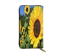 FEYUNYAN Premium Leather Long Clutch Wallet for Women, Large Capacity ID Card Organizer with Zipper Pocket, Sunflower Farm Women Purse, Long Wallet Clutch for Ladies (Travel, Office, Everyday Use)