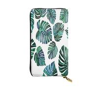 FEYUNYAN Premium Leather Long Clutch Wallet for Women, Large Capacity ID Card Organizer with Zipper Pocket, Banana Leaves Women Purse, Long Wallet Clutch for Ladies (Travel, Office, Everyday Use)