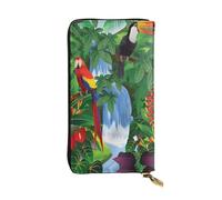 FEYUNYAN Premium Leather Long Clutch Wallet for Women, Large Capacity ID Card Organizer with Zipper Pocket, Macaw Women Purse, Long Wallet Clutch for Ladies (Travel, Office, Everyday Use)