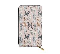 FEYUNYAN Premium Leather Long Clutch Wallet for Women, Large Capacity ID Card Organizer with Zipper Pocket, Poodles Dogs Women Purse, Long Wallet Clutch for Ladies (Travel, Office, Everyday Use)