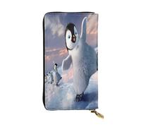FEYUNYAN Premium Leather Long Clutch Wallet for Women, Large Capacity ID Card Organizer with Zipper Pocket, Happy Penguin Women Purse, Long Wallet Clutch for Ladies (Travel, Office, Everyday Use)