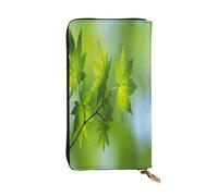 FEYUNYAN Premium Leather Long Clutch Wallet for Women, Large Capacity ID Card Organizer with Zipper Pocket, HD Green Nature Women Purse, Long Wallet Clutch for Ladies (Travel, Office, Everyday Use)