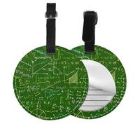 FEYUNYAN Pu Leather Luggage Tags for Suitcases 1 PCS, Round Suitcase Id Tags with Privacy Protection, Math Question, Travel Bag Name Tags for Women Men, Durable Personalized Travel Accessories