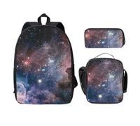 FEYUNYAN School Backpack for Girls and Boys, Carina Space Print School Bag Set of 3, 15 Inch Laptop Backpack, Insulated Lunch Bag, Pencil Case, Middle Schoolbag for Teen Youth Students