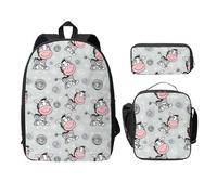 FEYUNYAN School Backpack for Girls and Boys, Cute Zebra Print School Bag Set of 3, 15 Inch Laptop Backpack, Insulated Lunch Bag, Pencil Case, Middle Schoolbag for Teen Youth Students