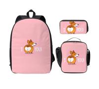 FEYUNYAN School Backpack for Girls and Boys, Dog Print School Bag Set of 3, 15 Inch Laptop Backpack, Insulated Lunch Bag, Pencil Case, Middle Schoolbag for Teen Youth Students