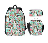 FEYUNYAN School Backpack for Girls and Boys, Funny Dog Print School Bag Set of 3, 15 Inch Laptop Backpack, Insulated Lunch Bag, Pencil Case, Middle Schoolbag for Teen Youth Students