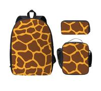 FEYUNYAN School Backpack for Girls and Boys, Giraffe Print Print School Bag Set of 3, 15 Inch Laptop Backpack, Insulated Lunch Bag, Pencil Case, Middle Schoolbag for Teen Youth Students