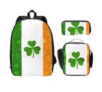 FEYUNYAN School Backpack for Girls and Boys, Irish Flag Print School Bag Set of 3, 15 Inch Laptop Backpack, Insulated Lunch Bag, Pencil Case, Middle Schoolbag for Teen Youth Students