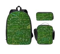 FEYUNYAN School Backpack for Girls and Boys, Math Question Print School Bag Set of 3, 15 Inch Laptop Backpack, Insulated Lunch Bag, Pencil Case, Middle Schoolbag for Teen Youth Students