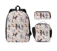 FEYUNYAN School Backpack for Girls and Boys, Poodles Dogs Print School Bag Set of 3, 15 Inch Laptop Backpack, Insulated Lunch Bag, Pencil Case, Middle Schoolbag for Teen Youth Students