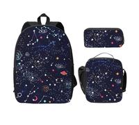 FEYUNYAN School Backpack for Girls and Boys, Star Constellation Map Print School Bag Set of 3, 15 Inch Laptop Backpack, Insulated Lunch Bag, Pencil Case, Middle Schoolbag for Teen Youth Students