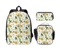 FEYUNYAN School Backpack for Girls and Boys, Sunflower Corn Print School Bag Set of 3, 15 Inch Laptop Backpack, Insulated Lunch Bag, Pencil Case, Middle Schoolbag for Teen Youth Students
