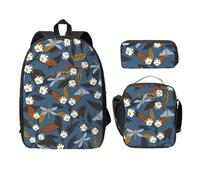FEYUNYAN School Backpack for Girls and Boys, Wild Nature Print School Bag Set of 3, 15 Inch Laptop Backpack, Insulated Lunch Bag, Pencil Case, Middle Schoolbag for Teen Youth Students