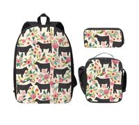 FEYUNYAN School Backpack for Girls Boys, Cattle Farm Sanctuary Print School Bag Set of 3, 15 Inch Laptop Backpack, Insulated Lunch Bag, Pencil Case, Middle Schoolbag for Teen Youth Students