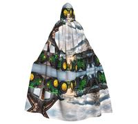 FEYUNYAN Spooky Halloween Cloak For Adults, Agricultural Machinery Hooded cape, Gothic Witch Vampire Cape Hooded Robe, Adjustable Drawstring Costume Cloak For Halloween Party Cosplay