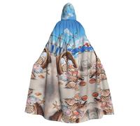 FEYUNYAN Spooky Halloween Cloak For Adults, Beach Flying Seagull Hooded cape, Gothic Witch Vampire Cape Hooded Robe, Adjustable Drawstring Costume Cloak For Halloween Party Cosplay