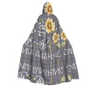 FEYUNYAN Spooky Halloween Cloak For Adults, Blackboard Bees Sunflowers Hooded cape, Gothic Witch Vampire Cape Hooded Robe, Adjustable Drawstring Costume Cloak For Halloween Party Cosplay