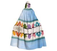 FEYUNYAN Spooky Halloween Cloak For Adults, Chairs Beside Blue Sea Sky Hooded cape, Gothic Witch Vampire Cape Hooded Robe, Adjustable Drawstring Costume Cloak For Halloween Party Cosplay