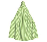 FEYUNYAN Spooky Halloween Cloak For Adults, Classic Green Striped Hooded cape, Gothic Witch Vampire Cape Hooded Robe, Adjustable Drawstring Costume Cloak For Halloween Party Cosplay