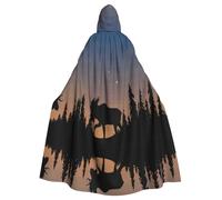 FEYUNYAN Spooky Halloween Cloak For Adults, Deer Mountain Pine Tree Hooded cape, Gothic Witch Vampire Cape Hooded Robe, Adjustable Drawstring Costume Cloak For Halloween Party Cosplay
