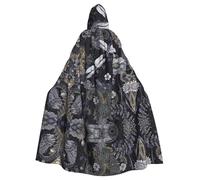 FEYUNYAN Spooky Halloween Cloak For Adults, Dragonflies Grey Hooded cape, Gothic Witch Vampire Cape Hooded Robe, Adjustable Drawstring Costume Cloak For Halloween Party Cosplay