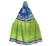FEYUNYAN Spooky Halloween Cloak For Adults, Golf Field Flag In The Hole Hooded cape, Gothic Witch Vampire Cape Hooded Robe, Adjustable Drawstring Costume Cloak For Halloween Party Cosplay