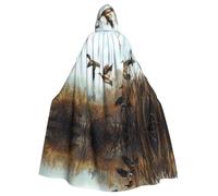 FEYUNYAN Spooky Halloween Cloak For Adults, Hunting Flying Wild Hooded cape, Gothic Witch Vampire Cape Hooded Robe, Adjustable Drawstring Costume Cloak For Halloween Party Cosplay