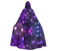 FEYUNYAN Spooky Halloween Cloak For Adults, Magic Galaxy Sky Purple Hooded cape, Gothic Witch Vampire Cape Hooded Robe, Adjustable Drawstring Costume Cloak For Halloween Party Cosplay