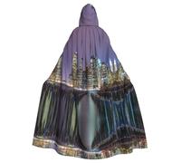 FEYUNYAN Spooky Halloween Cloak For Adults, New York City Hooded cape, Gothic Witch Vampire Cape Hooded Robe, Adjustable Drawstring Costume Cloak For Halloween Party Cosplay