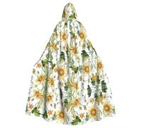 FEYUNYAN Spooky Halloween Cloak For Adults, Sunflower Corn Hooded cape, Gothic Witch Vampire Cape Hooded Robe, Adjustable Drawstring Costume Cloak For Halloween Party Cosplay