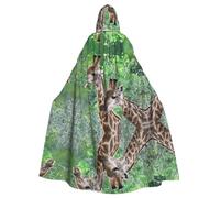 FEYUNYAN Spooky Halloween Cloak For Adults, Two Giraffes Hooded cape, Gothic Witch Vampire Cape Hooded Robe, Adjustable Drawstring Costume Cloak For Halloween Party Cosplay