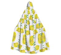 FEYUNYAN Spooky Halloween Cloak For Adults, Yellow Lemon Hooded cape, Gothic Witch Vampire Cape Hooded Robe, Adjustable Drawstring Costume Cloak For Halloween Party Cosplay