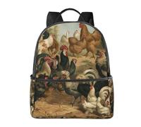 FEYUNYAN Stylish Lightweight Backpack for Women & Men, Chicken Rooster School Bag, Water-Resistant Polyester Daypack with Padded Laptop Sleeve, Unisex Laptop Bag for Travel College Hiking