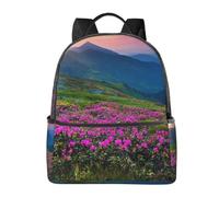 FEYUNYAN Stylish Lightweight Backpack for Women & Men, Purple Flowers School Bag, Water-Resistant Polyester Daypack with Padded Laptop Sleeve, Unisex Laptop Bag for Travel College Hiking